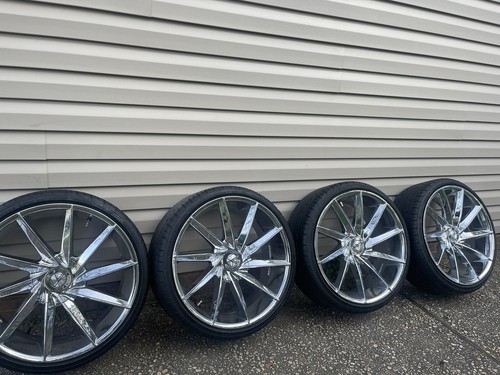 4 Chrome Custom Rims w/ Low Profile Tires – Clean Set | eBay