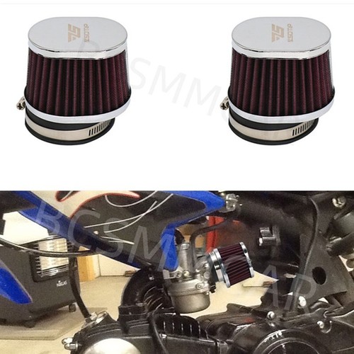 Red 60mm Air Filter Pod Intake 2PCS Fit For Motorcycle Scooter ATV Dirt ...