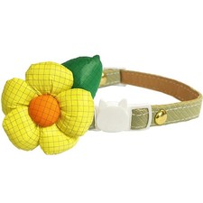 Icecream Safety Breakaway Cat Collar with Flower, 1 14-Plaid Yellow Flower