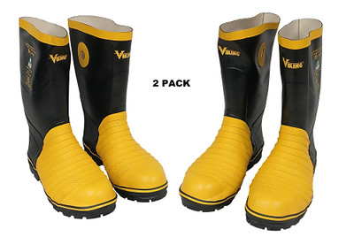 2-PK Viking Vw49 Rubber Steel Toe Work Boots Black Yellow