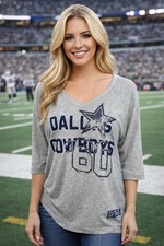 NFL Team Apparel Dallas Cowboys Women's V-Neck Sweater Gray M NWOT