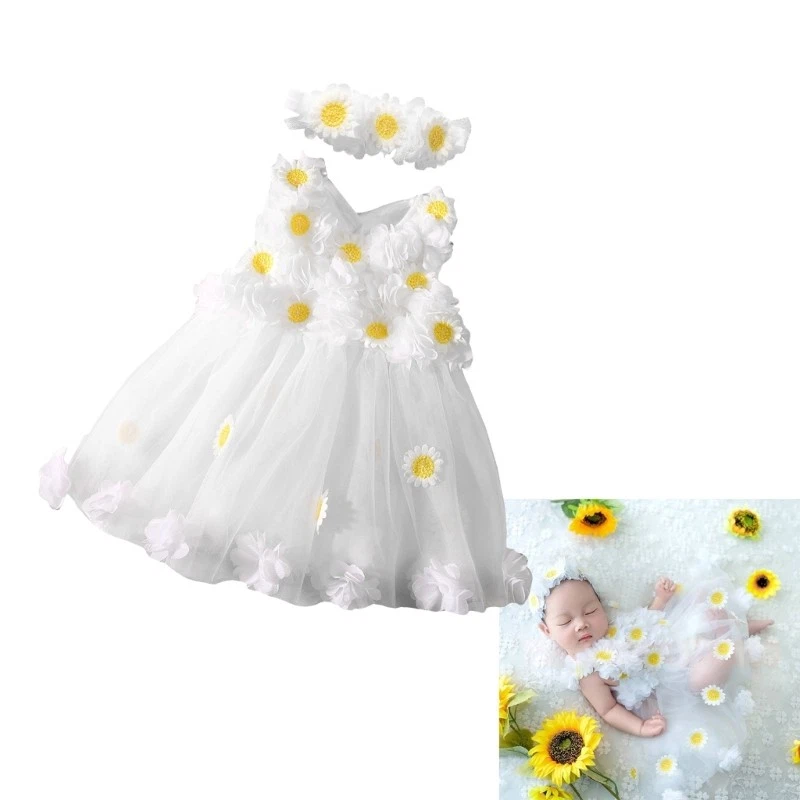 Baby Daisy Headband Dress Outfit Photo Clothes Fashion Photography Props