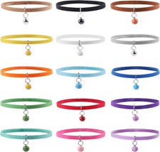 Kitten Puppy Collar with Bell Multicolor Double-Sided Soft Plush Whelping Pet ID