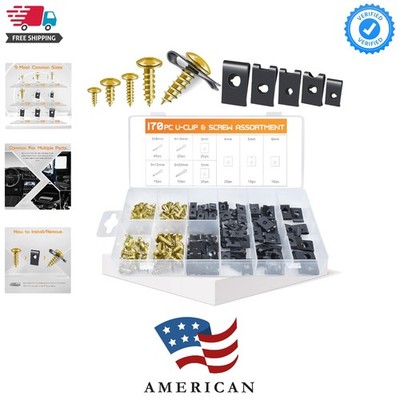 170PCS Car U Clips with Screw Assortment Kit - 10 Different Sizes Automotive ...