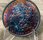 1885 MORGAN SILVER DOLLAR GEM BU RAINBOW TONING #2725