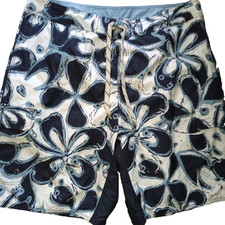 Old Navy Bermuda Board Shorts Mens Size XL Blue Floral Swim Trunks Lined 22"L