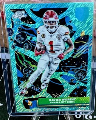 2025 Topps Cosmic Chrome Xavier Worthy Green Space Dust /199 #48 Chiefs
