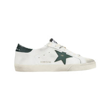 GOLDEN GOOSE Super Star Men's White/Green Leather Low Top Sneakers New