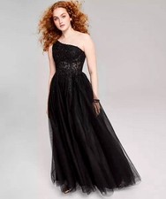 Junior's Blondie Nights black Lace Prom Dress Size 1