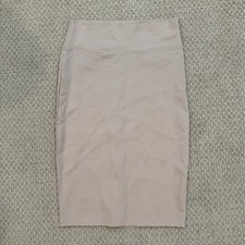 Beige Solid Pencil Skirt Knee Length Straight Women s Regular Size