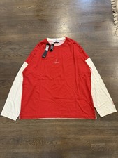 RARE Supreme 23AW X Stone Island Red White Contrast Long Sleeve T Shirt Size XXL