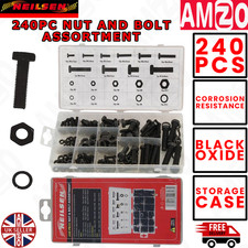 240 Piece Nuts And Bolts Set Assortment Of M3, M4, M5, M6, M8 & M10 Bolts & Nuts