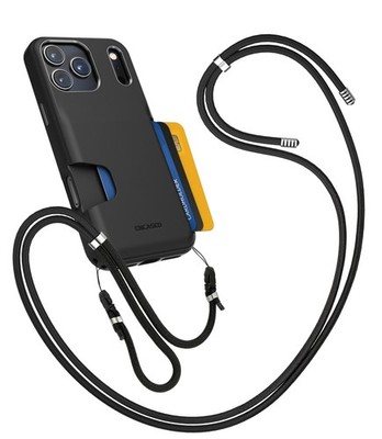 For iPhone 17 Pro Max Cache Wallet Strap Case Black