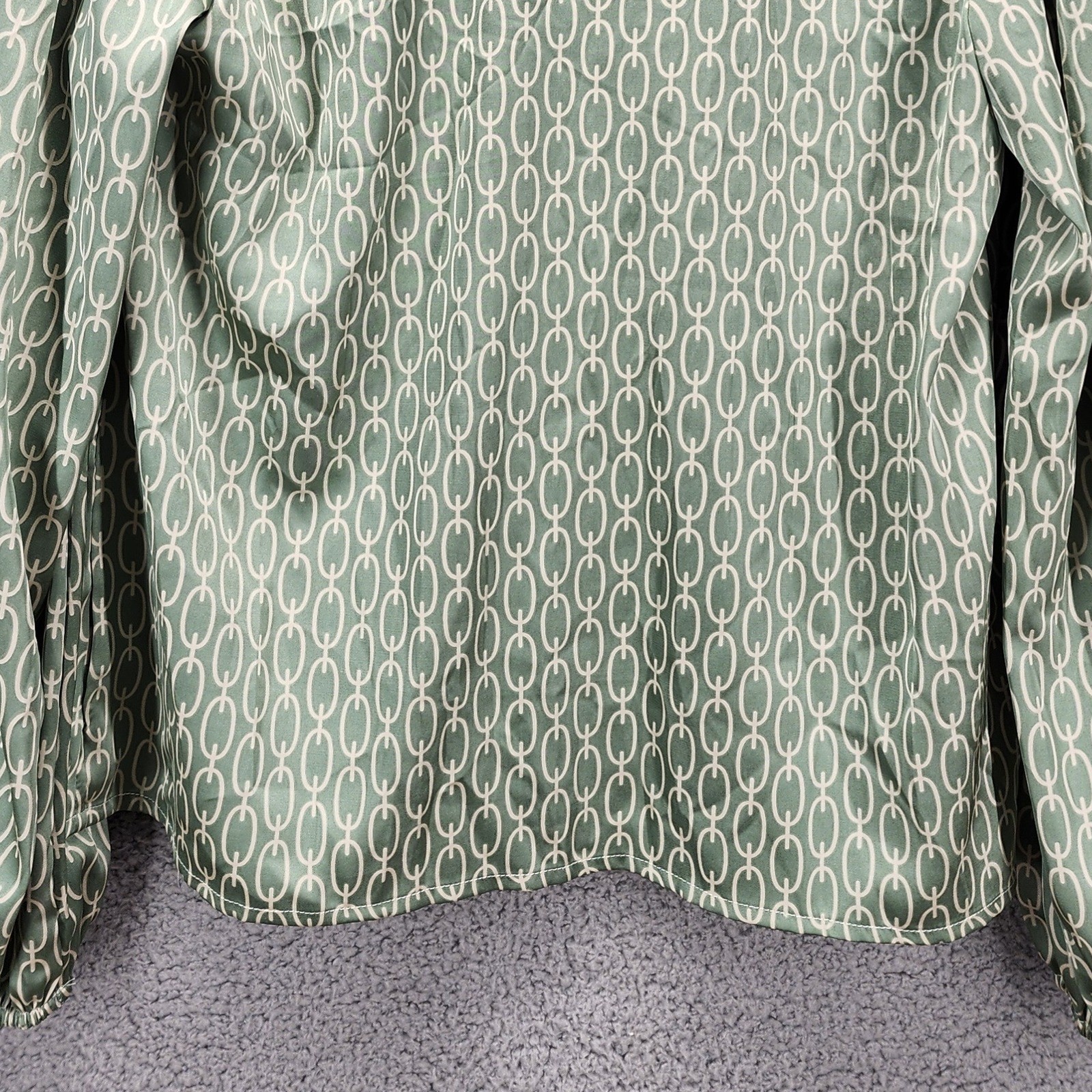 ECLAIR Green Geometric Chain Print Button Down Lo… - image 10