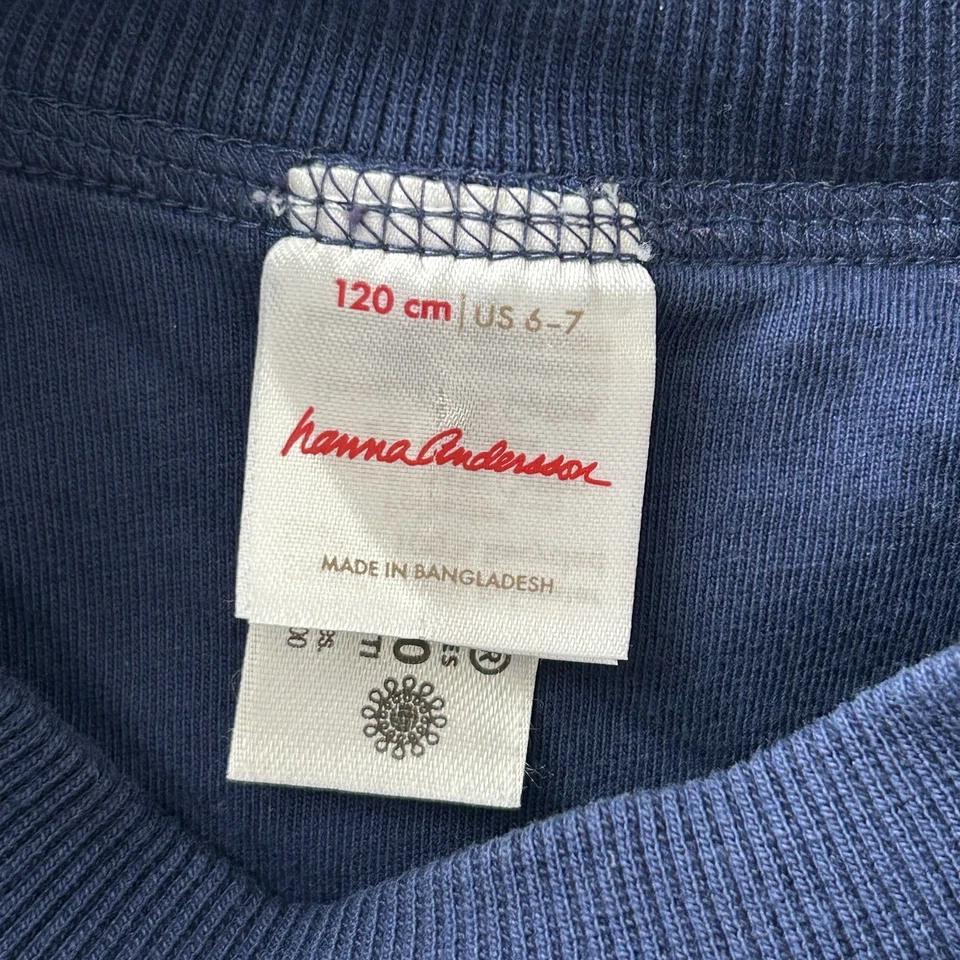 Hanna Andersson Faux Shearling Crewneck Sweater Blue Jersey Line Size US 6-7 - Image 2 of 4