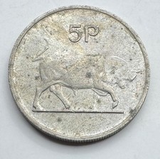 1978 Ireland 5 Pence - Irish Fivepence - Bull - Eire - Harp - Free Shipping