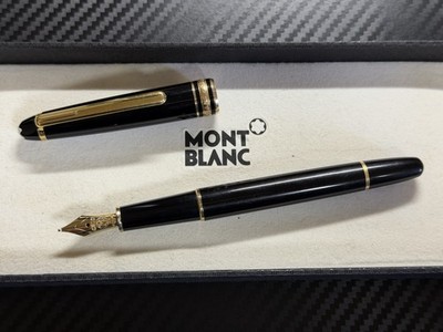 Very Good Montblanc Meisterstück 144 Fountain Pen Black Monotone Gold Nib M