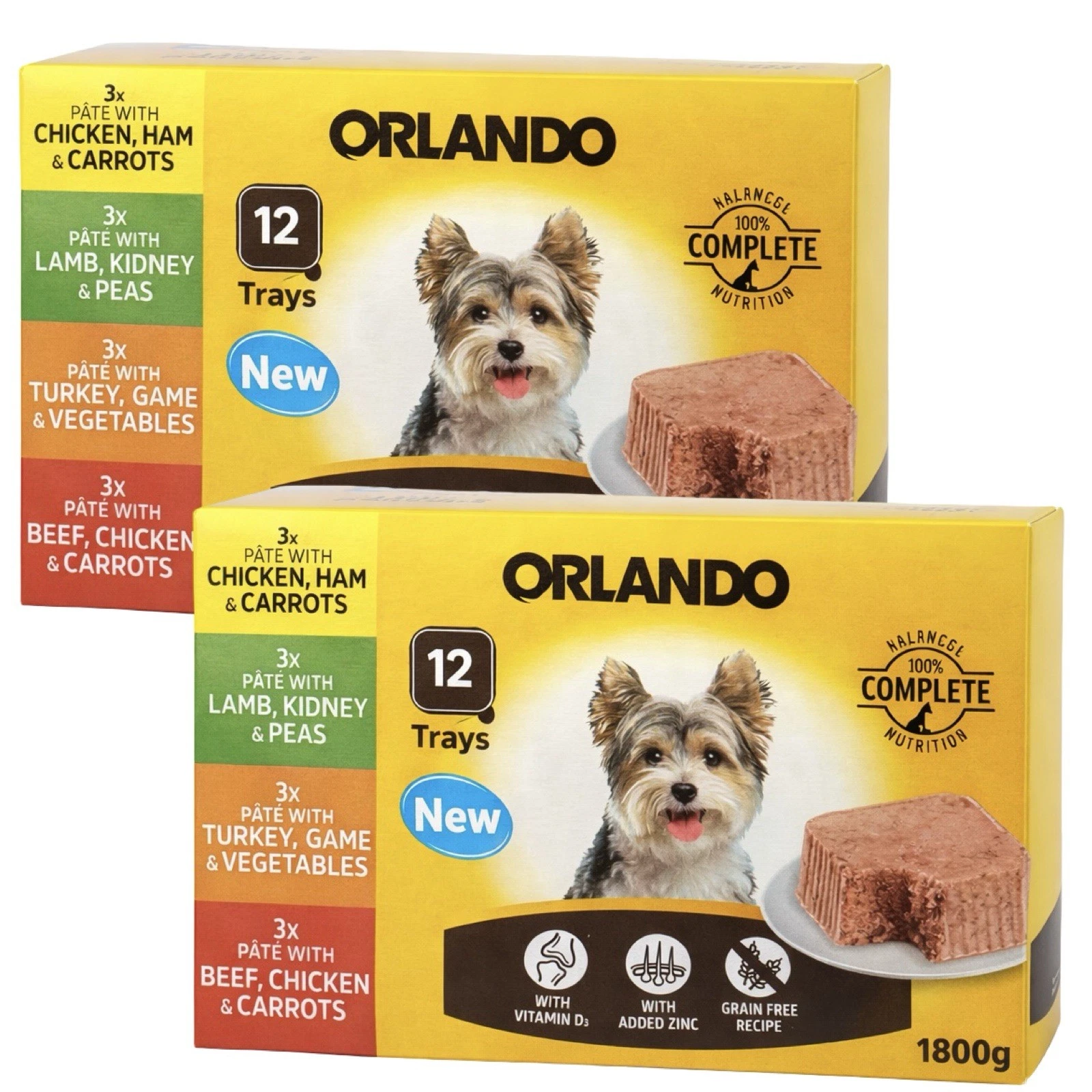 2 x Orlando 12 Pack Wet Dog Food Pâté Variety Trays 1800g Grain Free
Opens in a new window or tab