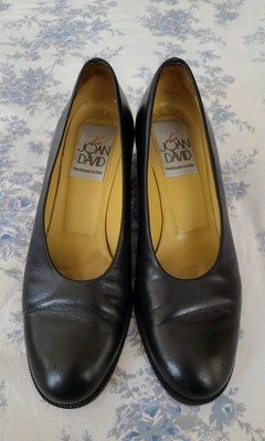Joan & David Pump 2.25'' Heel Black Handmade In Italy - Size 8 - Leather - VTG 