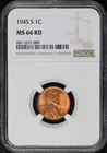 1945-S Lincoln Wheat Cent NGC MS-66 RD