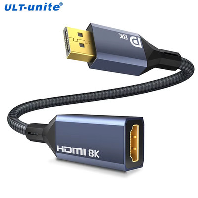 Displayport to HDMI Adapter 8K DP 1.4 to HDMI Adapters Male to Female 8K60HZ 4K1