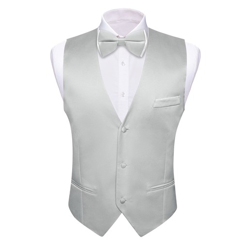 Men's Tuxedo Vest & Bowtie/Necktie Set, Classic Formal Waistcoat Paisley Floral - Picture 35 of 224