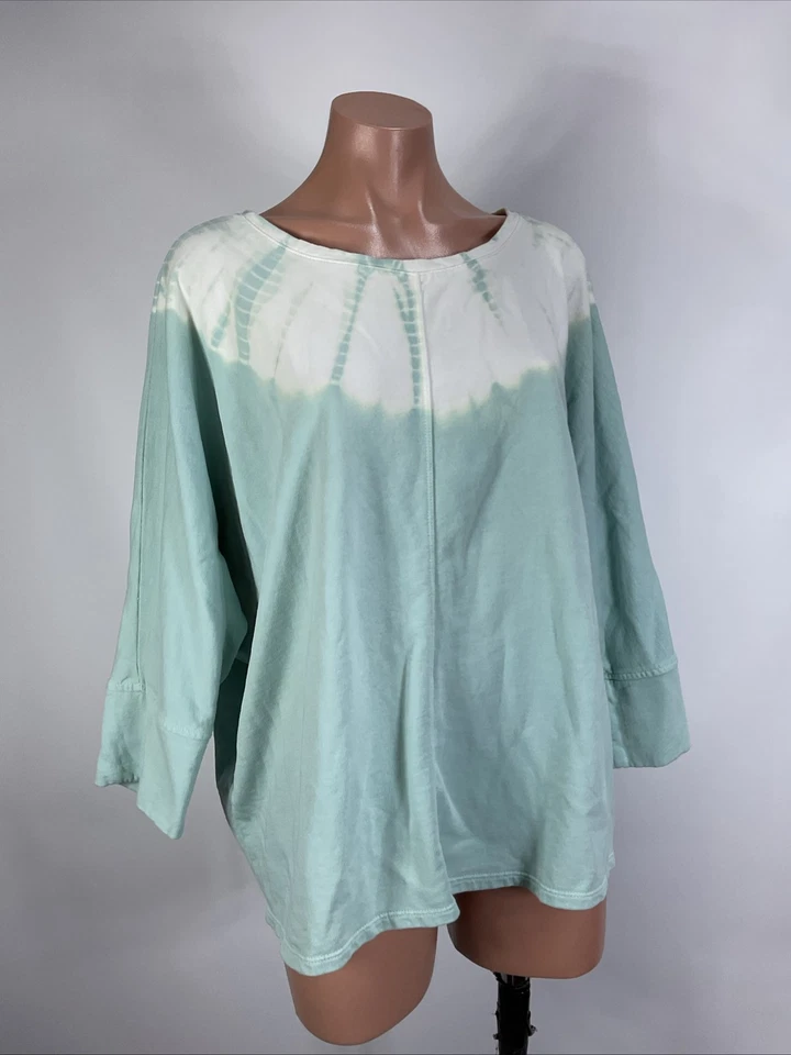 Pure J Jill Tie Dye French Terry Oversized Pullover XL  Blue Organic Cotton - Image 3 of 4