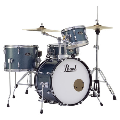Pearl Roadshow 4-Pc Complete Drum Set w/18'' Kick & Cymbals - Aqua Blue Glitter