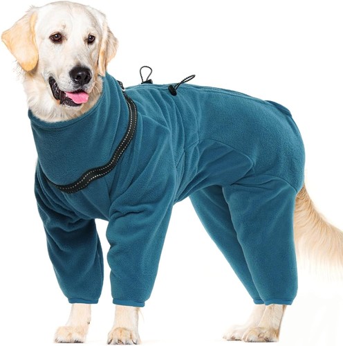 Large Medium Dog 4 Legs Fleece Jacket Coat Jumpsuit Pyjama Size S Back 40 cm