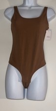Auden Women's Cotton Stretch Tank Bodysuit Brown Size Small New