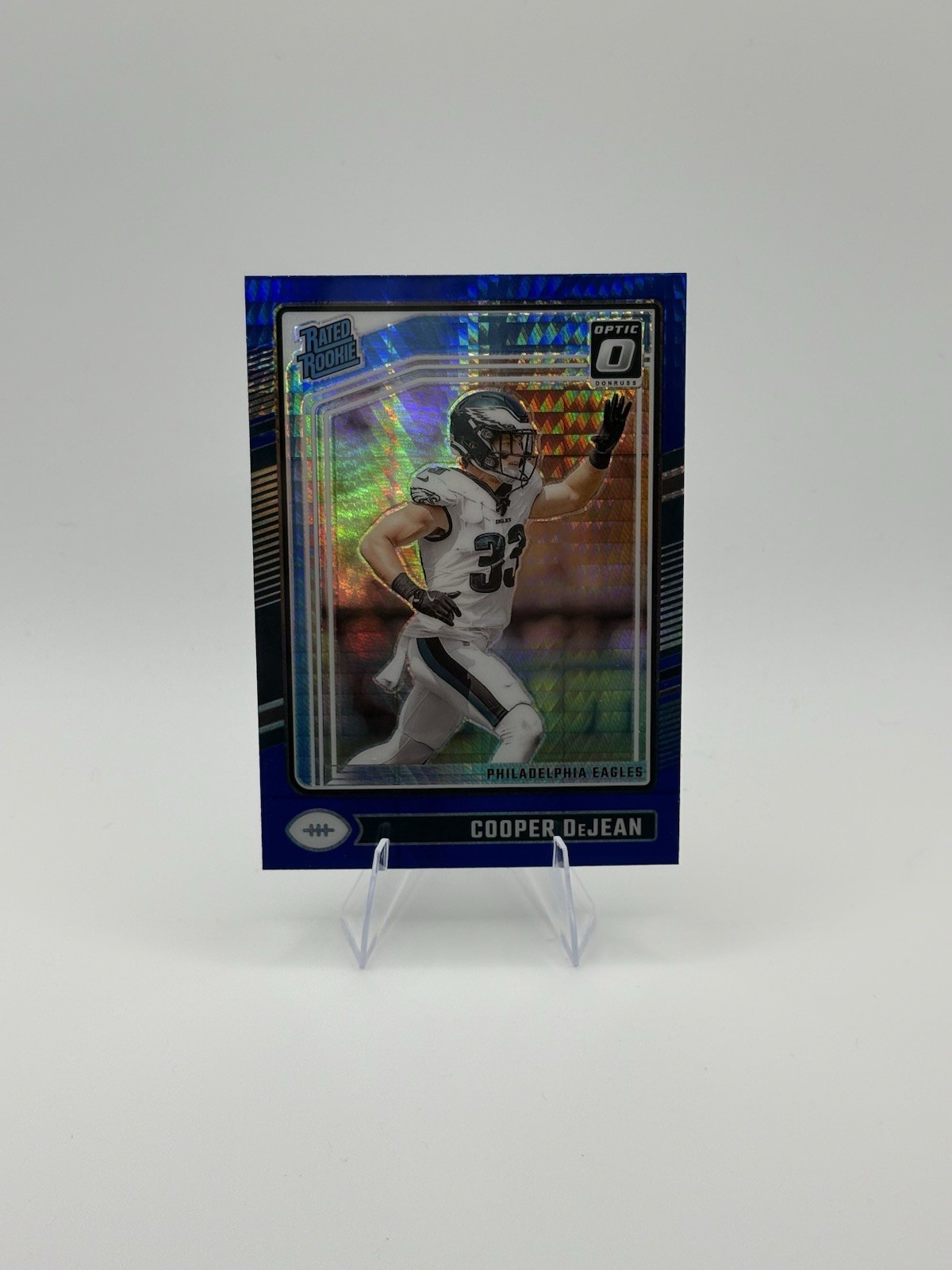 2024 Panini Donruss Optic -Rated Rookie Cooper DeJean #221 Blue Hyper Prizm (RC)