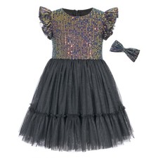 Gmmidea Girls Sequin Tulle Dress Ruffle Sparkle Birthday Party Toddler Baby Tutu