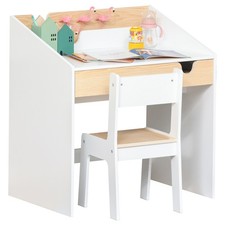 HOMCOM Two-Piece Kids Desk and Chair Set Children Study Table w/ Storage