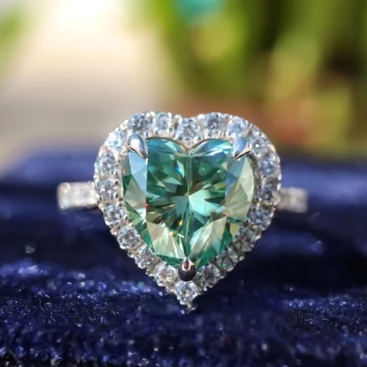 11.20 Ct. Heart Cut Treated Blue Diamond Ring 925 Silver – Unique Gift Idea