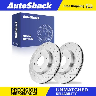 Front Drilled Slotted Brake Rotors for Nissan, Versa 2007-2012, FWD L4 1.8L