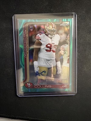 2025 Topps Chrome Football Alfred Collins Auto /199 Aqua Refractor RRA-ACO 49ers