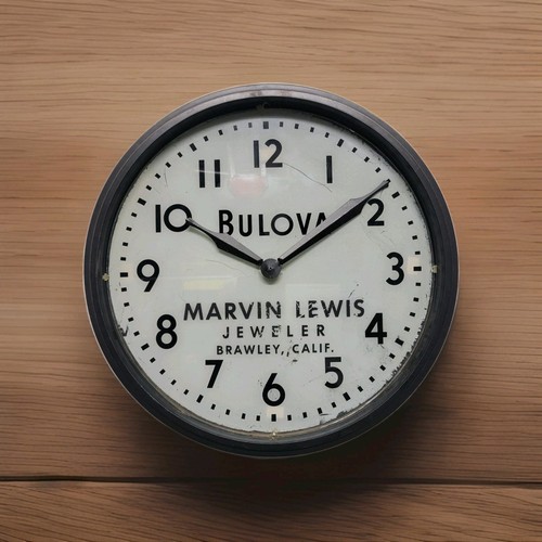 Vtg Bulova Watches Advertising Jewlers Wall Clock Battery Operated Not Working