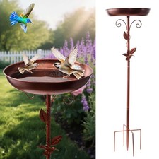 Metal Bird Bath for Outdoors - Vintage Freestanding Bird Bath with 5-Prong Ba...