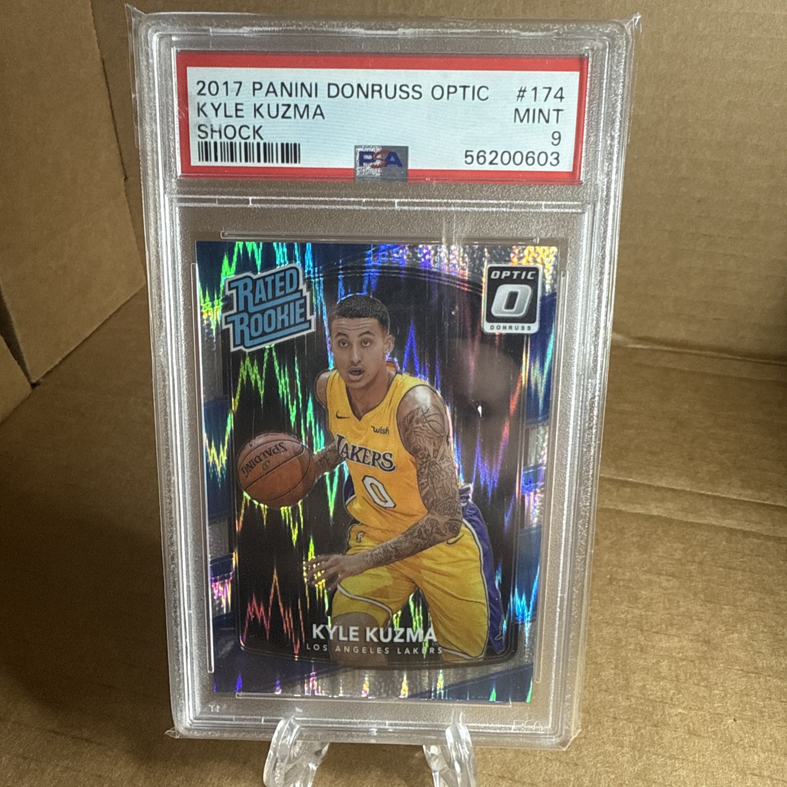 2017-18 Panini Donruss Optic Rated Rookie Kyle Kuzma PSA 9 #174 Shock (RC)