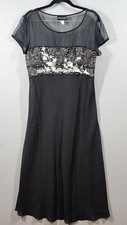 Vintage Natori Nightgown Chemise Womens Medium Black Sheer Lace Embroidered