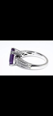 $10,000 18K WHITE GOLD 3.96CT NATURAL EMERALD CUT AFRICAN RUBY & DIAMOND RING