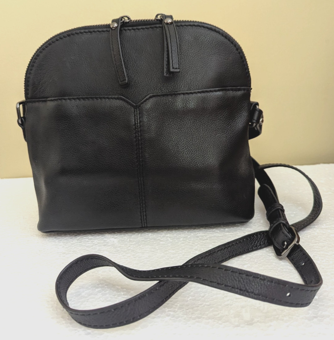 Rachel Roy Women's Purse Black Leather Zippered Crossbody Hand Bag Pebbled