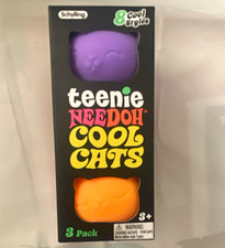 Schylling Teenie NeeDoh Cool Cats Squeeze Toys 3 Pack Purple Pink Orange 26065HY
