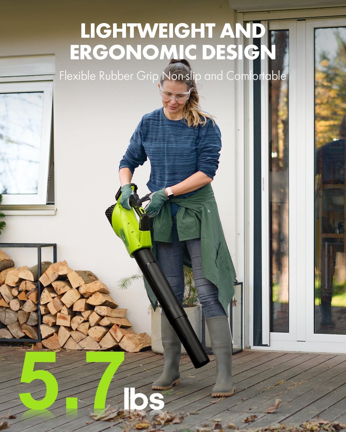 Firstness Leaf Blower,Electric Cordless Leaf Blower with 2 Batteries and Charger