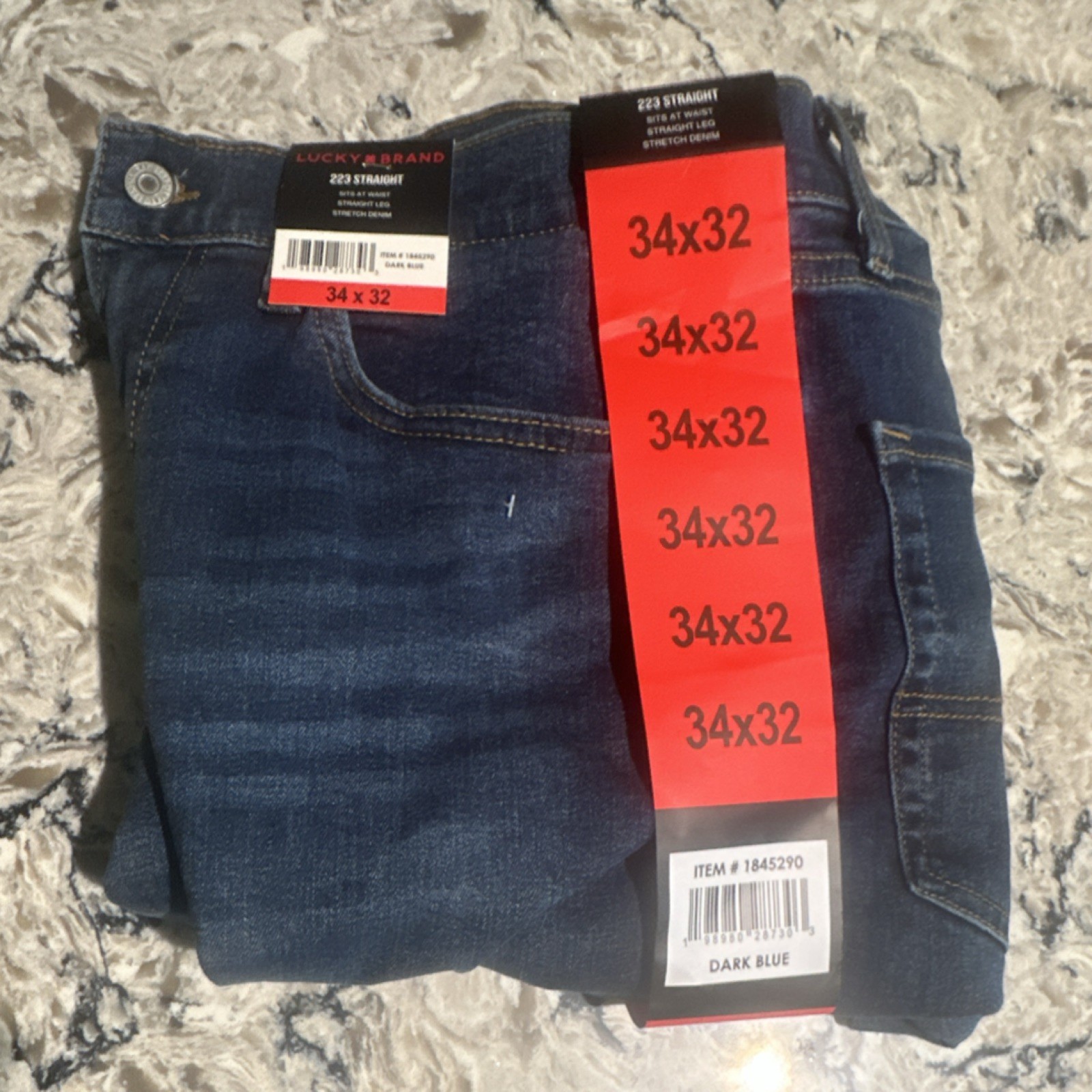 Dark Blue Stretch Denim Button Zip 5-pocket Men