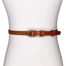 Narrow Adjustable Skinny Hearts Full Grain Leather Hallow Out Boho Jean Belt