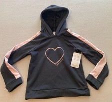 Body Glove Hoodie Jacket Girls Size 6 Dark Gray Pink Heart Print Stretch NWT