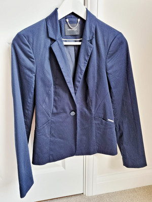 Orsay Navy Tailored Blazer UK 8 Cotton Stretch Smart Jacket Single Breasted