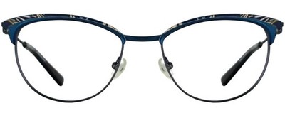Nat Coco NC1376 Brown/Gold & Teal Yellow 52-17-135 Cat Eye Eyeglasses Rx Ready