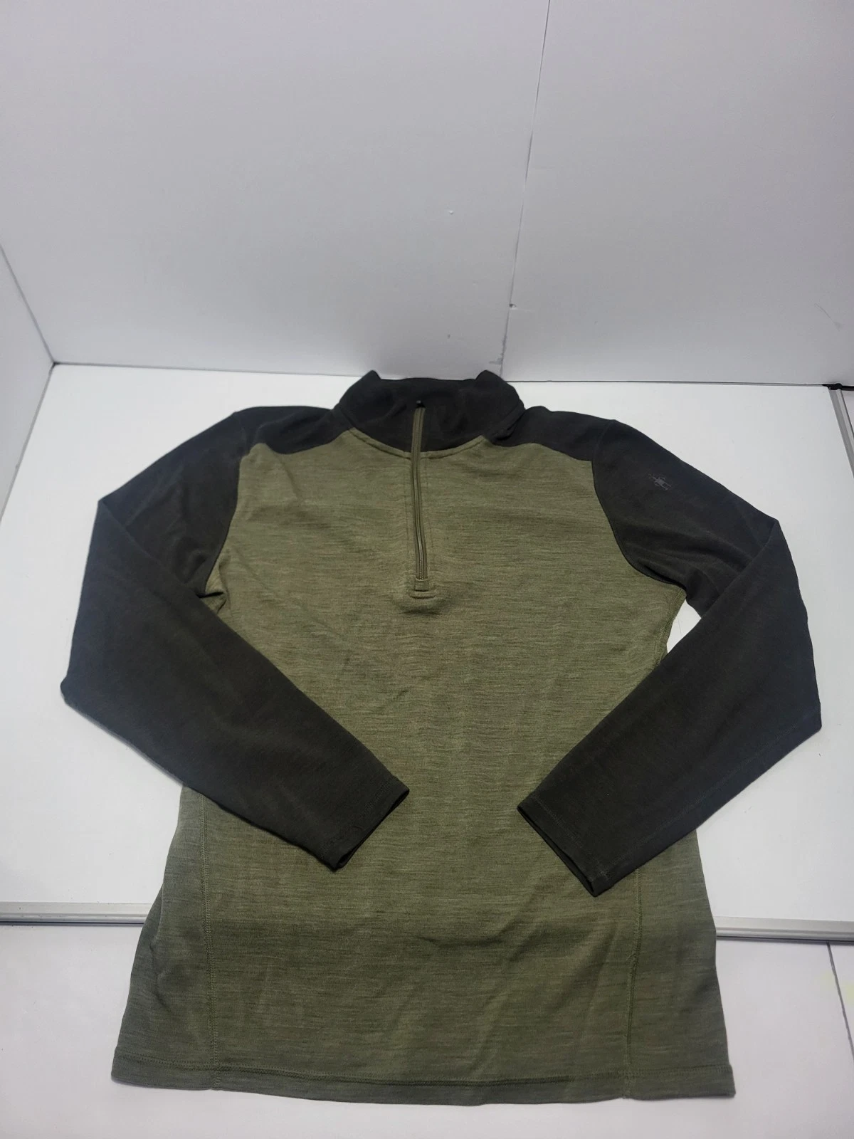 Smartwool Merino 250 Wool Quarter Zip Pullover Thermal Base Layer Green Mens Med